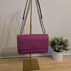 Michael Kors Claire Large Leather Shoulder Bag – Wild Berry